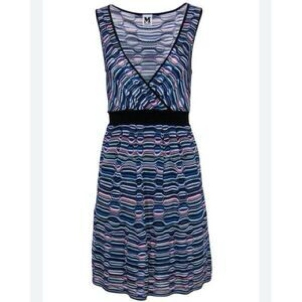 NWT Missoni Purple Wavy Striped V-Neck Knit Dress